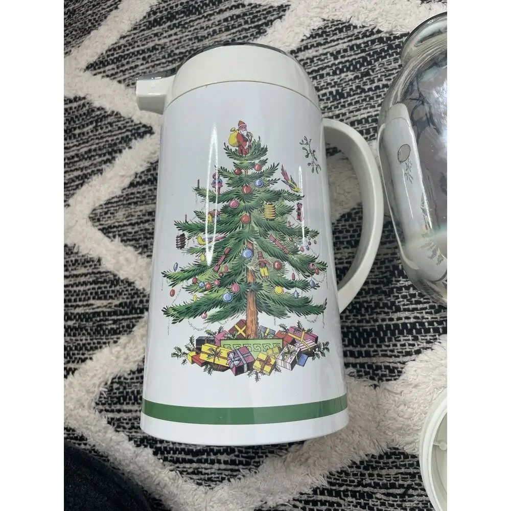 Vintage Spode Christmas Tree Thermal Carafe Thermos Pot Coffee Tea Hot Water